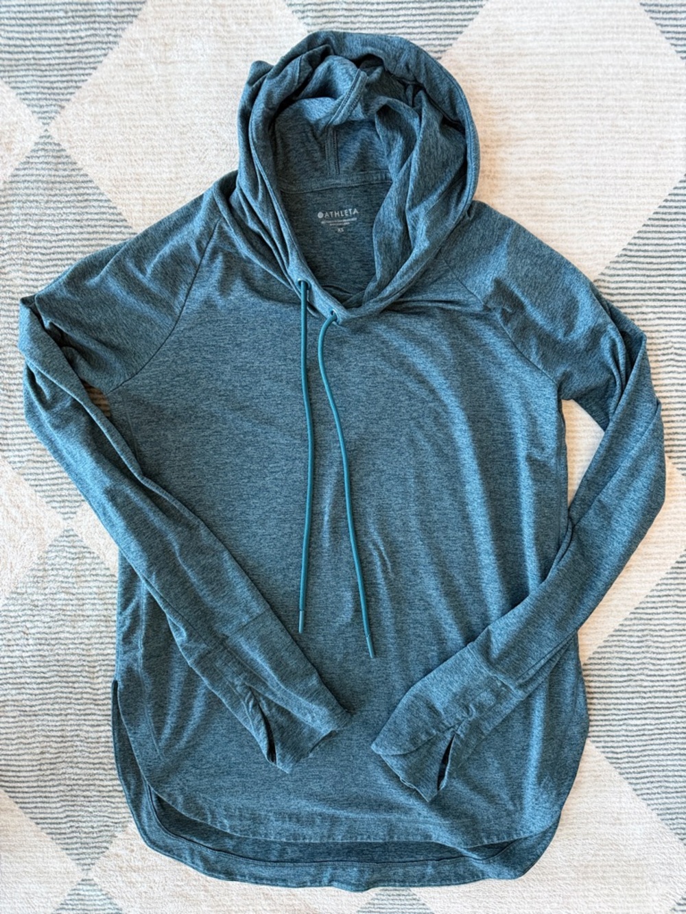 Athleta Heathered Teal Pullover Hoodie